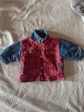 Baby GAP Vintage Red Plaid & Denim Quilted Jacket
